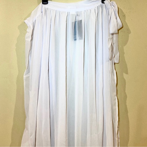 16W/18W White Chiffon Sarong Beach Swimsuit Multi-Way Cover-Up Wrap Skirt - Picture 2 of 8